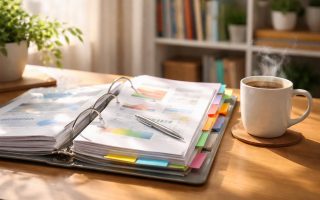 classeur-documents-tasse-cafe-bureau