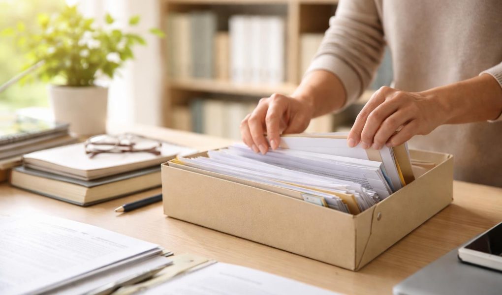 personne-triant-dossier-table-etageres