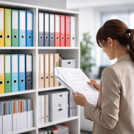 etagere-classeurs-personne-examine-documents