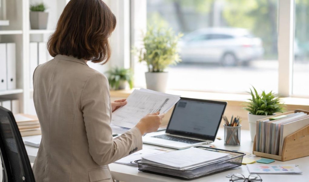personne-dos-triant-documents-bureau-lumineux