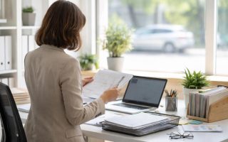 personne-dos-triant-documents-bureau-lumineux