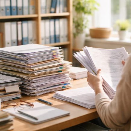 bureau-ensoleille-documents-rayonnages-classeurs